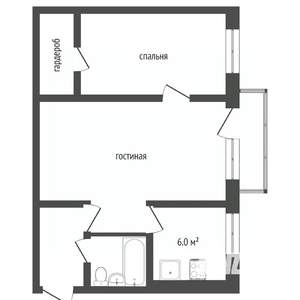 2-к квартира, вторичка, 43м2, 5/5 этаж