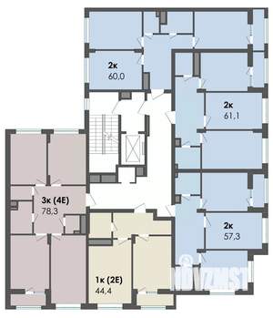 2-к квартира, сданный дом, 57м2, 6/13 этаж