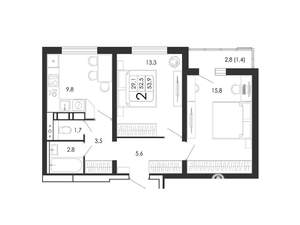 2-к квартира, вторичка, 54м2, 14/17 этаж