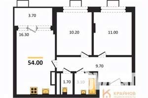 2-к квартира, строящийся дом, 54м2, 3/14 этаж