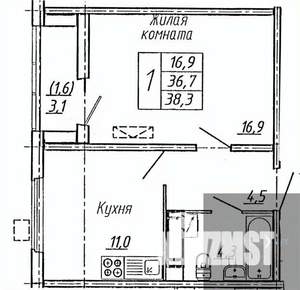 1-к квартира, вторичка, 38м2, 16/19 этаж