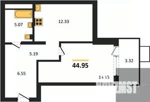 1-к квартира, вторичка, 45м2, 13/21 этаж