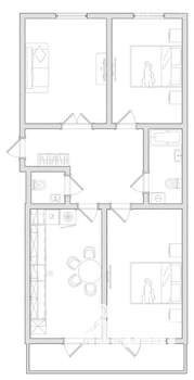 3-к квартира, вторичка, 75м2, 3/23 этаж