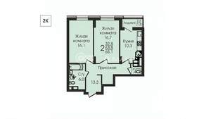 2-к квартира, строящийся дом, 66м2, 5/25 этаж