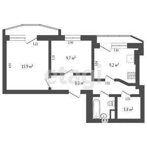 2-к квартира, вторичка, 50м2, 3/10 этаж