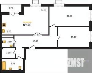 2-к квартира, вторичка, 89м2, 10/19 этаж