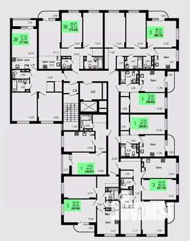 2-к квартира, строящийся дом, 60м2, 6/9 этаж