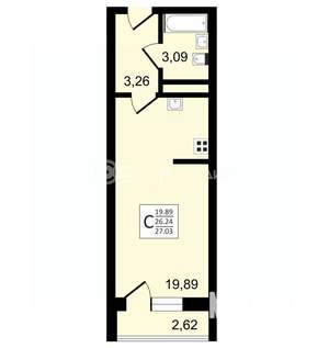 Студия квартира, вторичка, 27м2, 24/27 этаж