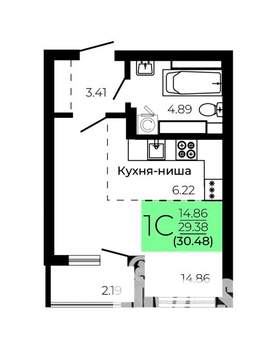 Студия квартира, строящийся дом, 30м2, 4/9 этаж