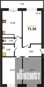 3-к квартира, вторичка, 72м2, 7/15 этаж