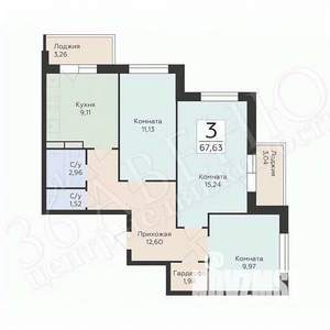 3-к квартира, вторичка, 68м2, 10/19 этаж