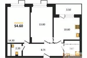 2-к квартира, вторичка, 55м2, 5/11 этаж