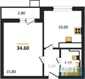 1-к квартира, вторичка, 35м2, 9/19 этаж