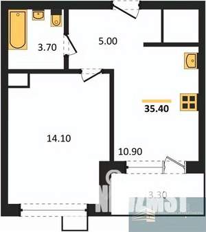 1-к квартира, вторичка, 35м2, 10/11 этаж