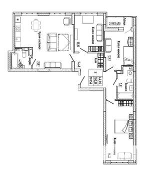 3-к квартира, строящийся дом, 102м2, 15/17 этаж
