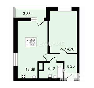 1-к квартира, вторичка, 44м2, 9/27 этаж