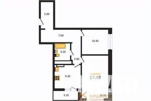 2-к квартира, вторичка, 58м2, 24/25 этаж