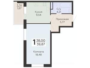 1-к квартира, вторичка, 40м2, 18/20 этаж