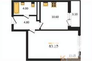 1-к квартира, вторичка, 40м2, 13/25 этаж