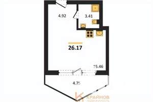 Студия квартира, вторичка, 26м2, 9/21 этаж