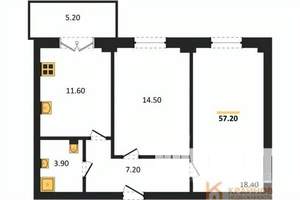 2-к квартира, вторичка, 57м2, 7/15 этаж