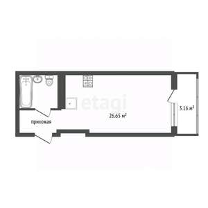 Студия квартира, вторичка, 27м2, 3/20 этаж