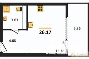 Студия квартира, вторичка, 26м2, 2/21 этаж