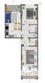 2-к квартира, вторичка, 70м2, 17/18 этаж