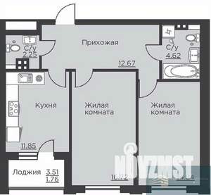 2-к квартира, вторичка, 65м2, 2/18 этаж