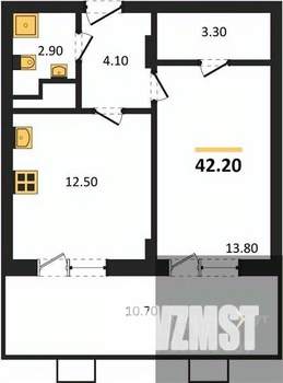 1-к квартира, вторичка, 42м2, 13/14 этаж