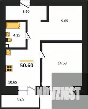 1-к квартира, вторичка, 51м2, 2/16 этаж