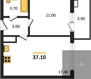 1-к квартира, вторичка, 37м2, 17/17 этаж