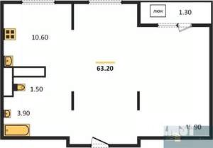 1-к квартира, вторичка, 63м2, 20/21 этаж