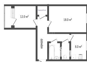 2-к квартира, вторичка, 55м2, 3/10 этаж