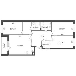 4-к квартира, вторичка, 80м2, 8/10 этаж