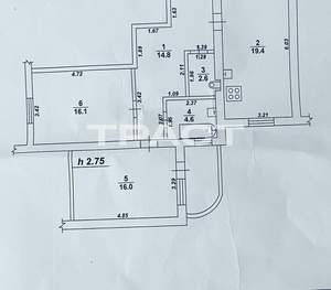 2-к квартира, вторичка, 74м2, 7/9 этаж