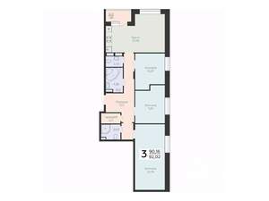 3-к квартира, вторичка, 92м2, 6/16 этаж