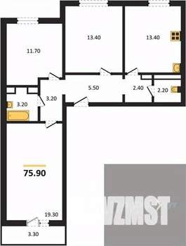 3-к квартира, вторичка, 76м2, 14/17 этаж