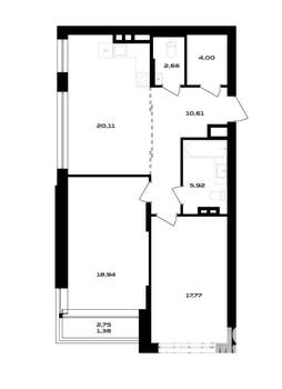 2-к квартира, вторичка, 80м2, 2/4 этаж