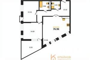 2-к квартира, сданный дом, 77м2, 8/21 этаж
