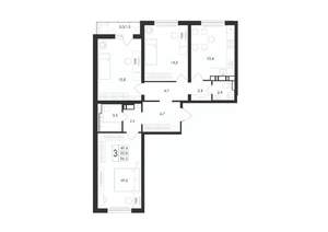 3-к квартира, строящийся дом, 87м2, 3/17 этаж