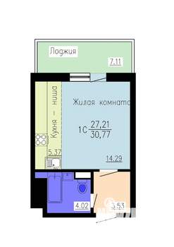 Студия квартира, строящийся дом, 31м2, 2/16 этаж