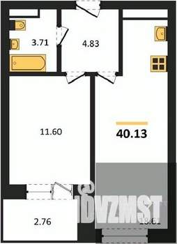 1-к квартира, вторичка, 40м2, 16/28 этаж