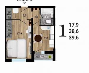 1-к квартира, строящийся дом, 40м2, 11/15 этаж