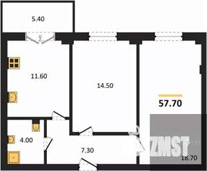 2-к квартира, вторичка, 57м2, 14/15 этаж
