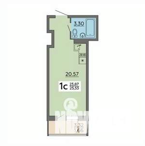 1-к квартира, строящийся дом, 26м2, 7/18 этаж