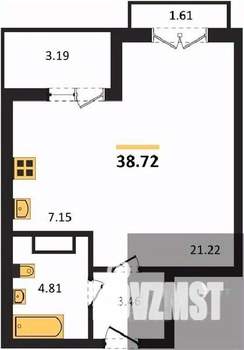 Студия квартира, вторичка, 40м2, 11/18 этаж