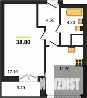 1-к квартира, вторичка, 39м2, 3/25 этаж