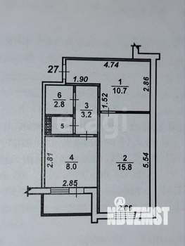 1-к квартира, вторичка, 42м2, 6/10 этаж