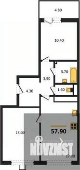 2-к квартира, вторичка, 58м2, 7/17 этаж